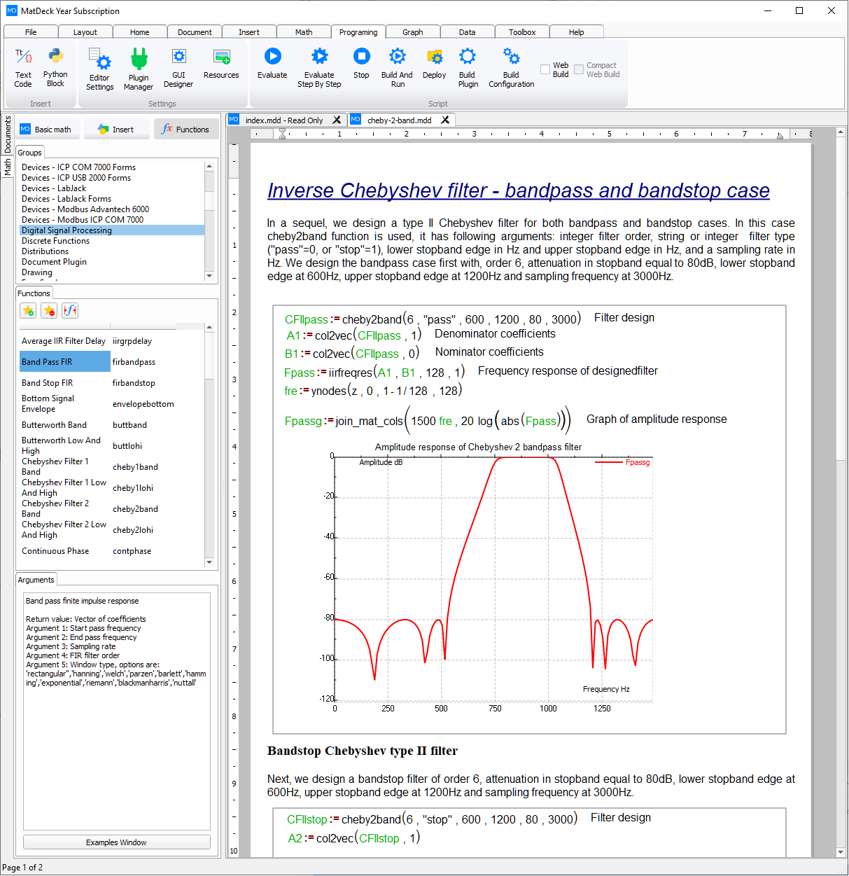 inverse chebyshev design and its response